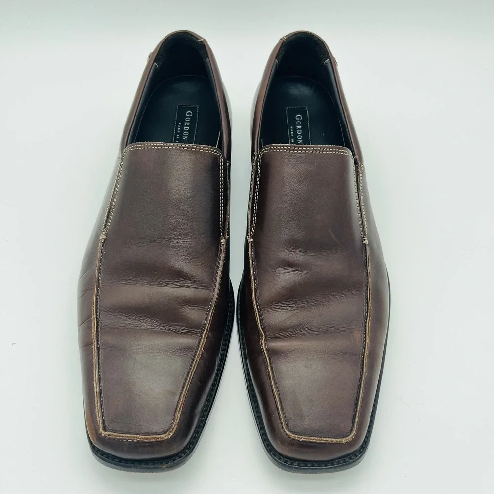 Gordon Rush Shane Men's Size 13 Brown Leather Casual Slip On Loafers Shoes